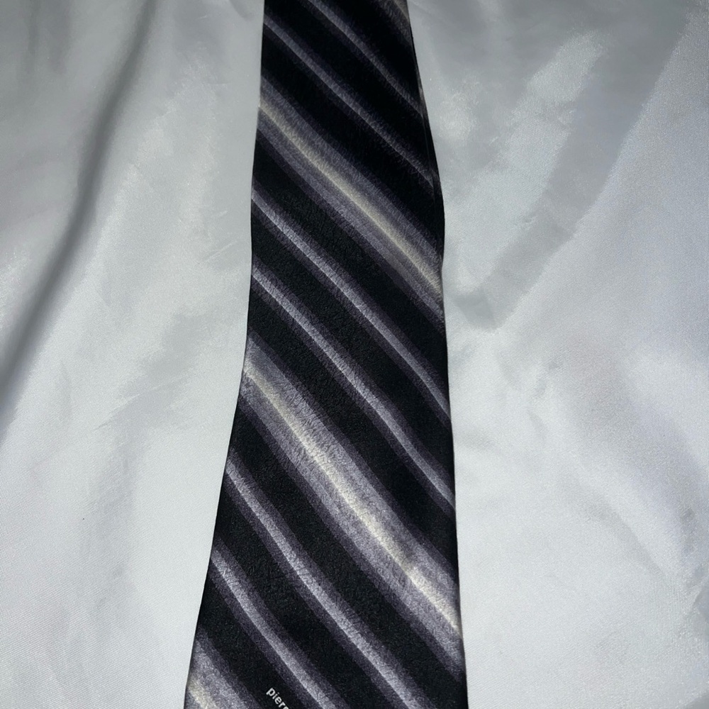Pierre Cardin Blue Gray Striped Tie, 100 %silk